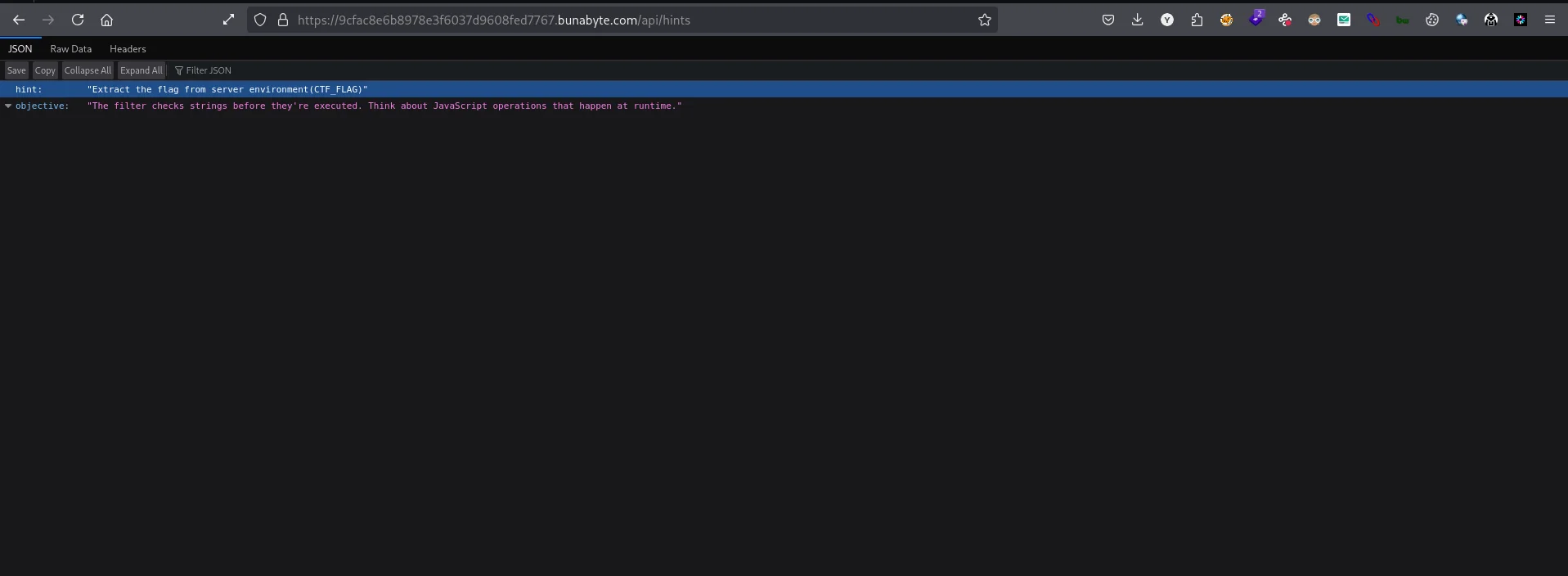 Hint from the server